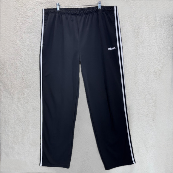 Adidas Sweatpants Men 3XLT Black White Athletic Track Plus 3 Stripes Comfort - Picture 1 of 13